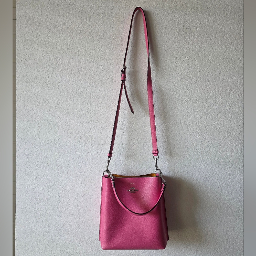 Coach Pink Leather Shoulder Bucket Bag Purse - Picture 4 of 13